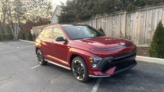 The 2025 Hyundai Kona Electric seen from a front quarter angle