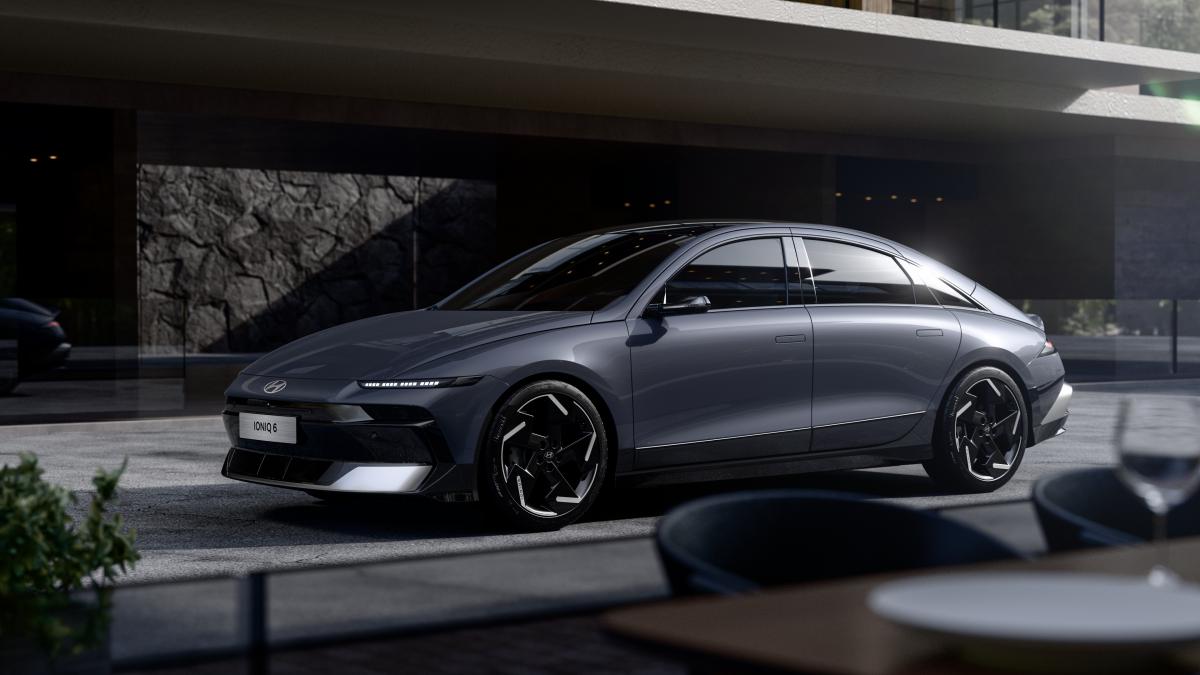 The 2026 Hyundai Ioniq 6 seen from a front quarter angle