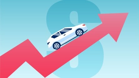 Car prices going up graphic.
