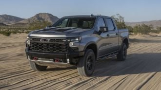 2025 Silverado ZR2 driving through the desert.