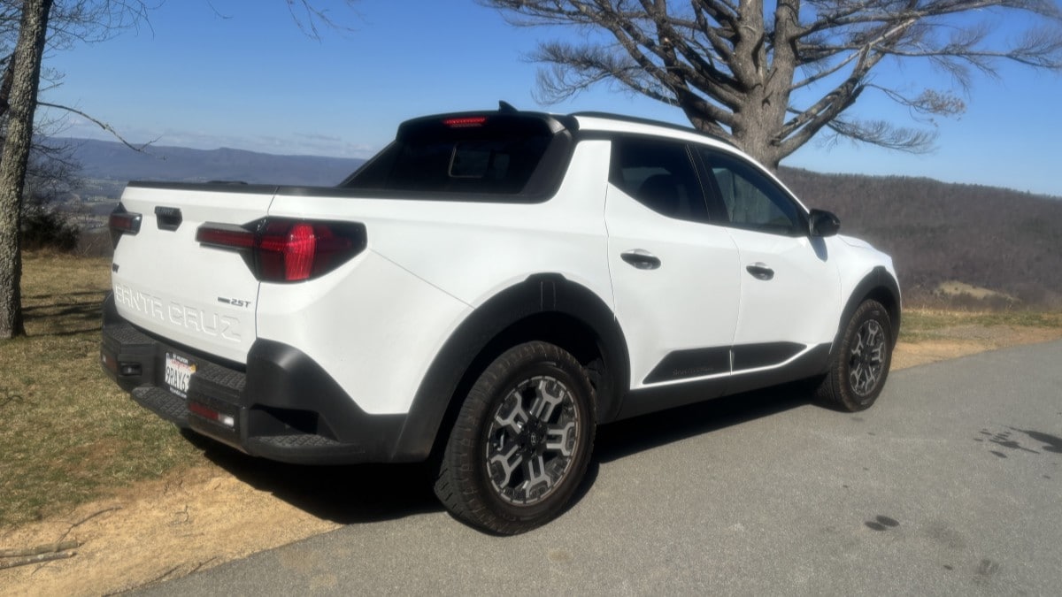 The 2025 Hyundai Santa Cruz XRT seen from a rear quarter angle