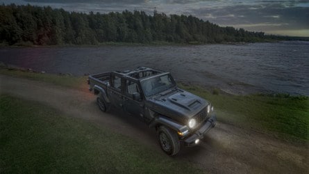 The 2025 Jeep Gladiator Dark Sky seen from a front quarter angle