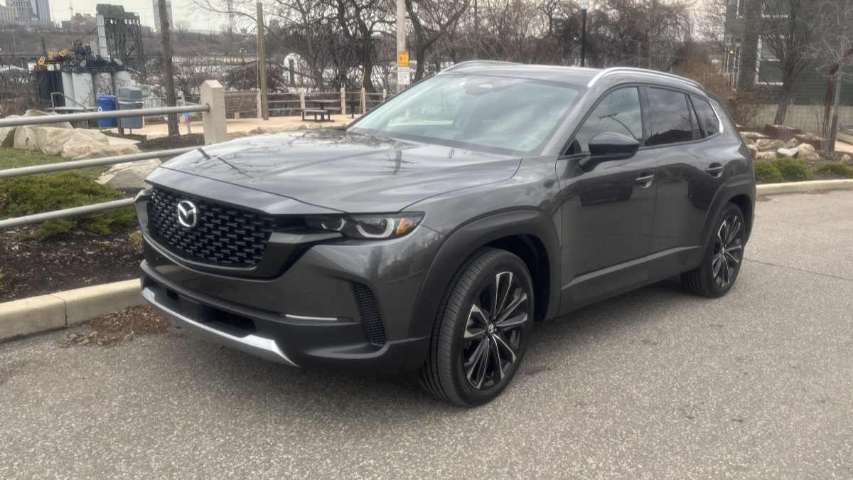 The 2025 Mazda CX-50 seen from a front quarter angle