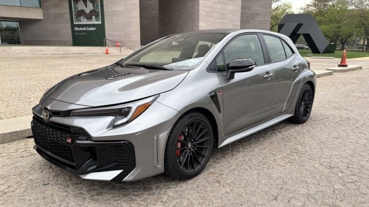 The 2025 Toyota GR Corolla seen from a front quarter angle