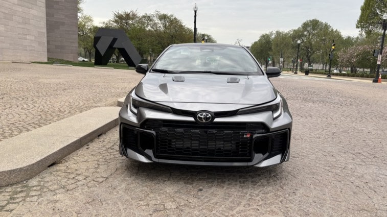 The 2025 Toyota GR Corolla seen from head on