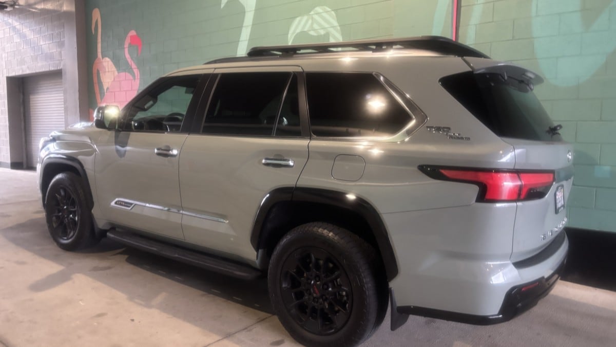 The 2025 Toyota Sequoia seen from a rear quarter angle