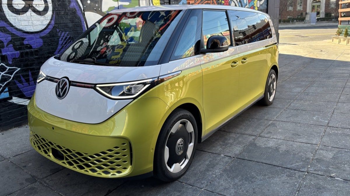 The 2025 Volkswagen ID. Buzz seen from a front quarter angle