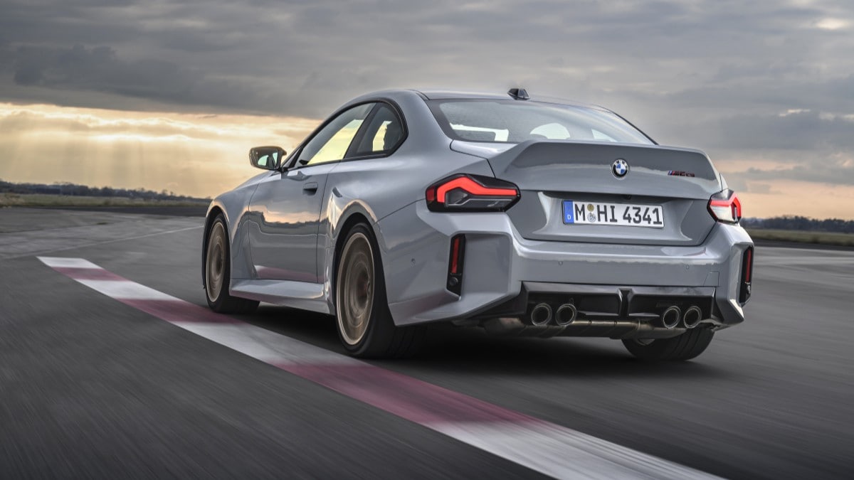 The 2026 BMW M2 CS seen from a rear quarter angle