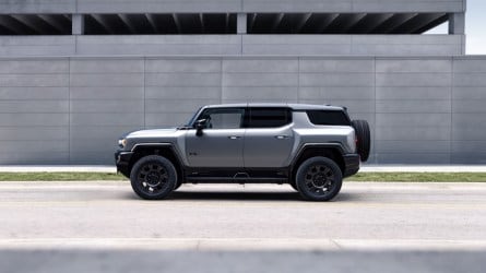 The 2026 GMC Hummer EV SUV Carbon Fiber Edition seen in profile