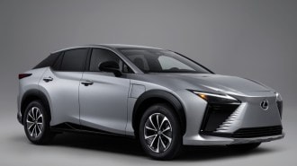 The 2026 Lexus RZ seen from a front quarter angle