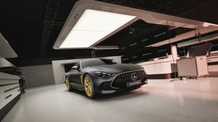 The 2026 Mercedes-AMG GT 63 APGGP Edition seen from a front quarter angle