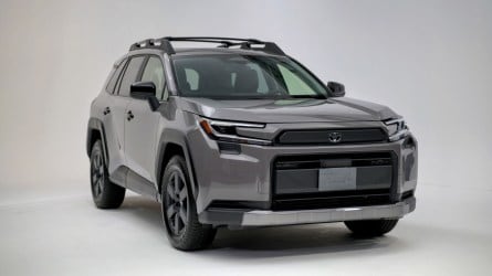 The 2026 Toyota RAV4 seen from a front quarter angle