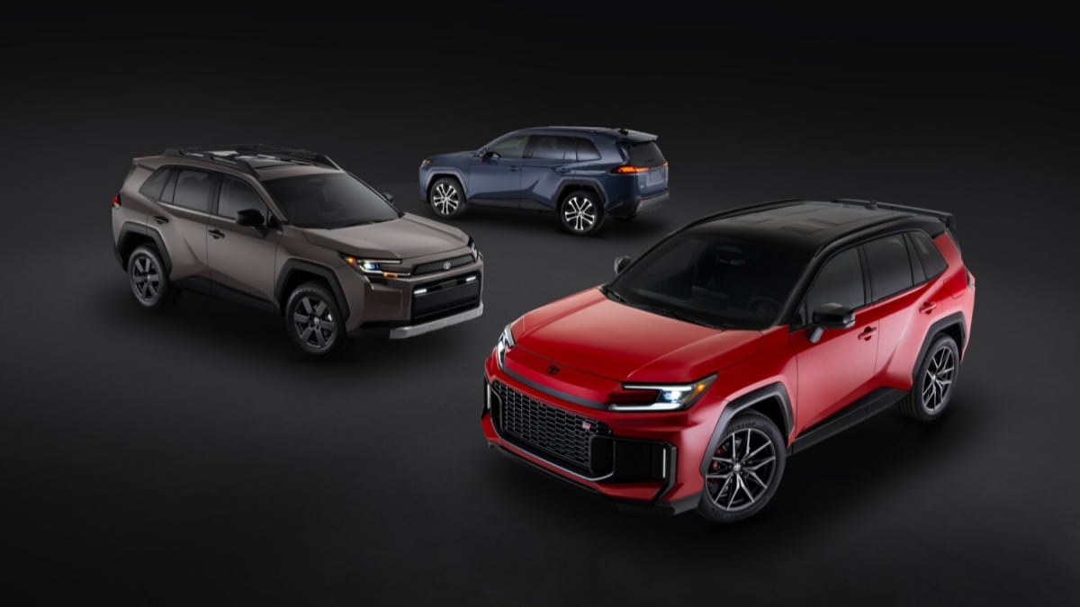 All three body styles of 2026 Toyota RAV4 parked together