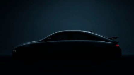 A teaser photo showing the 2026 Hyundai Ioniq 6 N in profile in heavy shadow