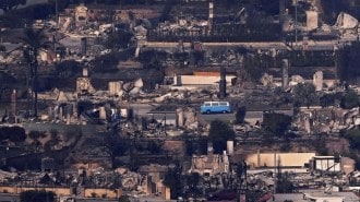 Azul, a 1977 Volkswagen Type 2, as seen amidst the damage from the 2025 California wildfires