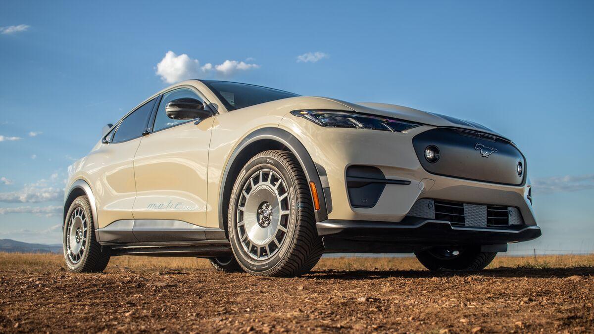 2026-Ford-Mustang-Mach-E-Rally-front-3qtr-low-angle